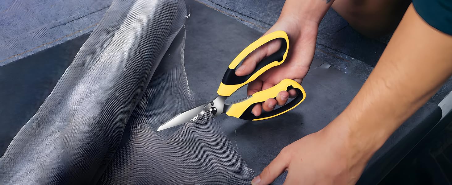 Sharp utility heavy duty scissors blades efficiently cut through thin iron wire and more