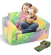 FCCABIN Toddler Sofa, Kids Couch, Fold Out Flip Out Sofa Chair, Children Convertible Sofa to Loun...