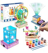 Poraxy 4 in 1 STEM Kits for Kids Ages 5-7 8-10 8-12,3D Wooden Puzzles, Science Project Model Craf...