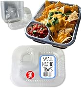 Nacho Trays with 2 Compartments, 50-Pack Disposable Plastic - 12oz Crystal Clear Nachos Trays for...
