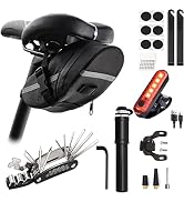 AaiLucky Bike Repair Tool Kit with Mini Bicycle Pump, Bicycle Saddle Bag with Tail Light, 16-in-1...