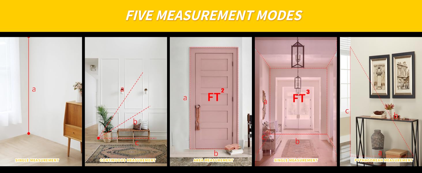 Laser measurement tool with multiple functions for construction and home use.