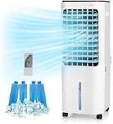 ARLIME Evaporative Air Cooler, 4-in-1 Portable AC unit W/Humidifier, 4 Modes, 3 Speeds, 120°Oscil...