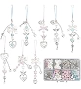 SUNNYCLUE 1 Box 177Pcs DIY 6 Sets Phone Charm Making Kit Phone Charm Set Bowknot Beads Bulk Acryl...