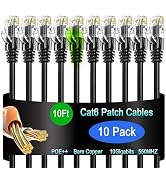 Lysymixs Cat6 Ethernet Cable 10 ft (10 Pack) - Network Patch Cable for Data Centers, Home and Ent...