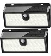 Solar Lights Outdoor, 452 LED 2000LM Ultra Bright Solar Motion Lights Outdoor, IP65 Waterproof Mo...