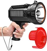 BUYSIGHT Rechargeable Spotlight Flashlight, 1000,000 lumens 600 Yards Range Solar Charge Hand hel...