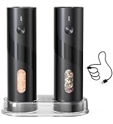 CIRCLE JOY Rechargeable Electric Salt and Pepper Grinder Set with Base, Automatic Pepper Mill Gri...