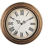 Plumeet Retro Wall Clock, 12'' Non Ticking Classic Silent Vintage Wall Clocks Decorative Kitchen ...