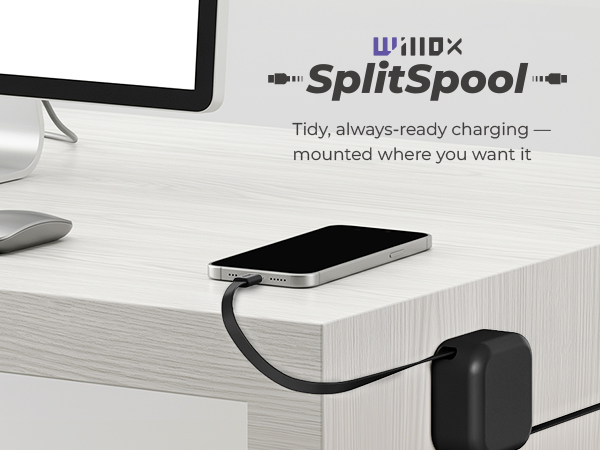 Willox SplitSpool charging on a desktop