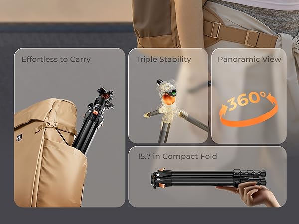 K&amp;F CONCEPT 63" Aluminum Compact Camera Tripod