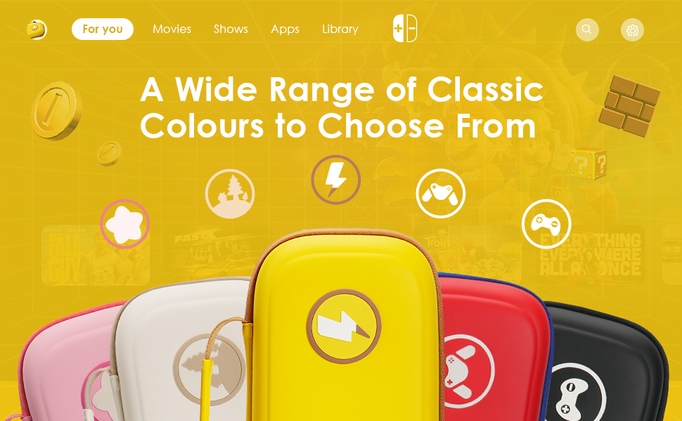 Text reads 'A Wide Range of Classic Colours to Choose From' with multiple circular icons against a bright yellow background showing different color options.