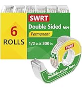 SWRT Double Sided Tape for Crafts, 6 Pack with Dispenser, 1/2 in x 300 Inches, Double Stick Tape ...