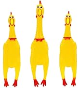 POPLAY 3PCS Screaming Chickens, Squeaky Rubber Chickens Novelty Dog Toys (1PC 13.5 Inch, 2PCS 11....