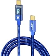 SUPERV USB C to USB C Cable 6.6FT, 100W Fast Charging USB C Cable with LED Display,Nylon Braided ...