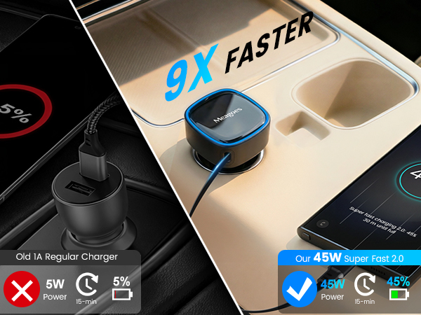 Retractable Car Charger Adapter for iPhone 17 Fast Charging Car Phone Charger 45w