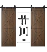 Arti-Life 9FT Double Barn Door Hardware Kit Heavy Duty Sliding Door Track Kit with Hook and 2 Han...