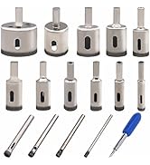 Seamaka 15 Pcs Diamond Hole Saw Drill Bit Set,Glass Drill Bit for Bottles, Porcelain, Marble Cutt...