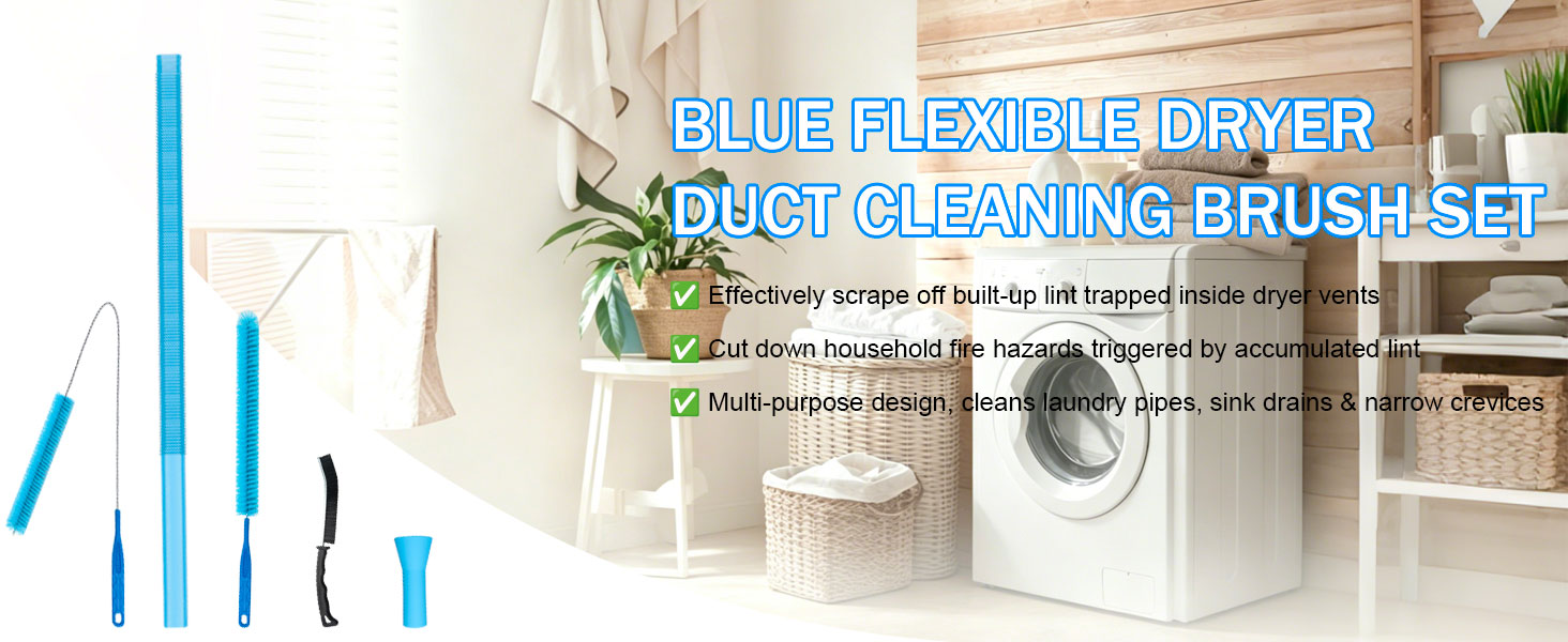 Dryer Vent Cleaner Kit with Flexible Vacuum Hose Attachments