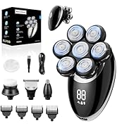 Head Shavers for Bald Men, 5 in 1 Detachable Head Shaver, 7D Wet/Dry Waterproof Mens Electric Raz...