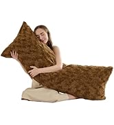 HKMR Fluffy Faux Rabbit Fur Body Pillow,Memory Foam Pregnancy Pillow for Side Sleep Body Pillow,2...