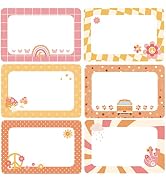 AnyDesign 180Pcs Groovy Name Tag Stickers Rainbow Butterfly Flower Self-Adhesive Nameplate Decals...