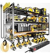 POKIPO Large Power Tool Organizer with 8 Outlet Charging Station, Loads 600lbs, 4 Layer Heavy Dut...