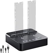 Dual Bay NVMe SSD Cloner & Duplicator - 20Gbps USB 3.2 Gen 2x2 M.2 Enclosure Dock, Tool-Free Offl...