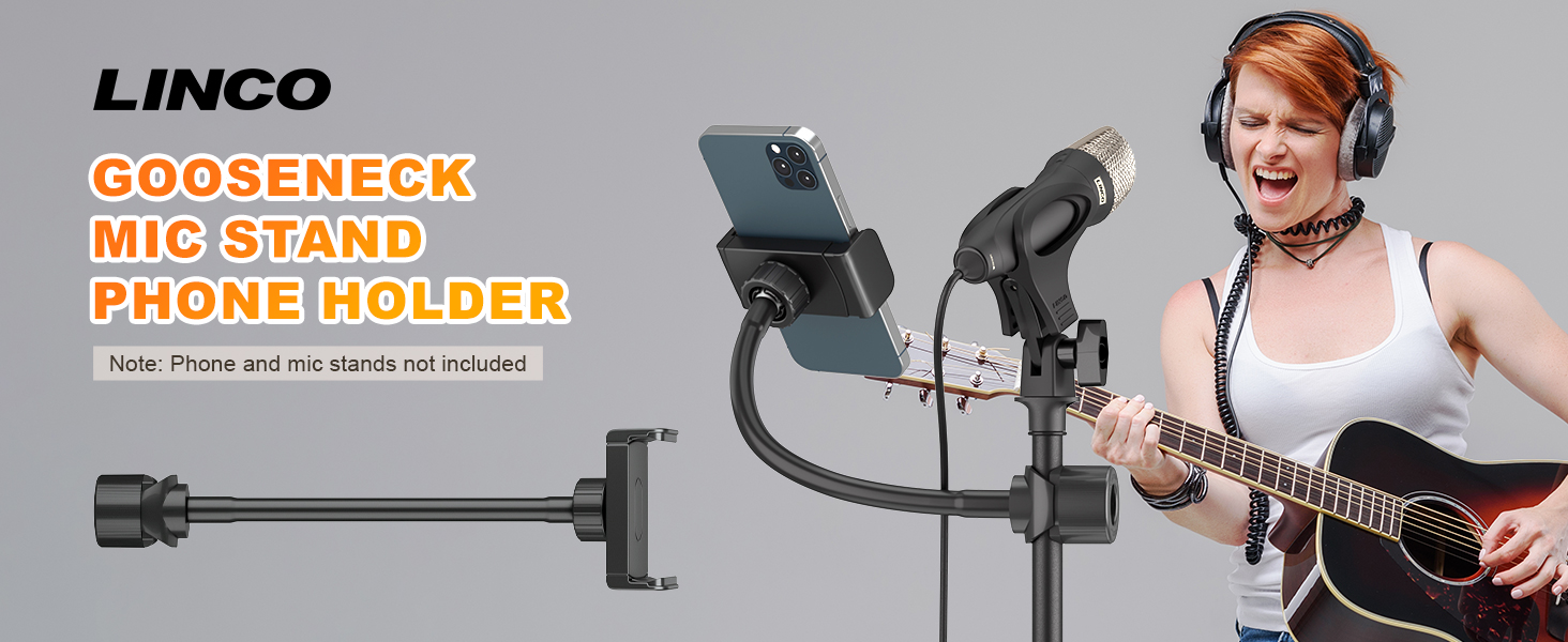 LINCO PC001 Gooseneck Mic Stand Phone Holder