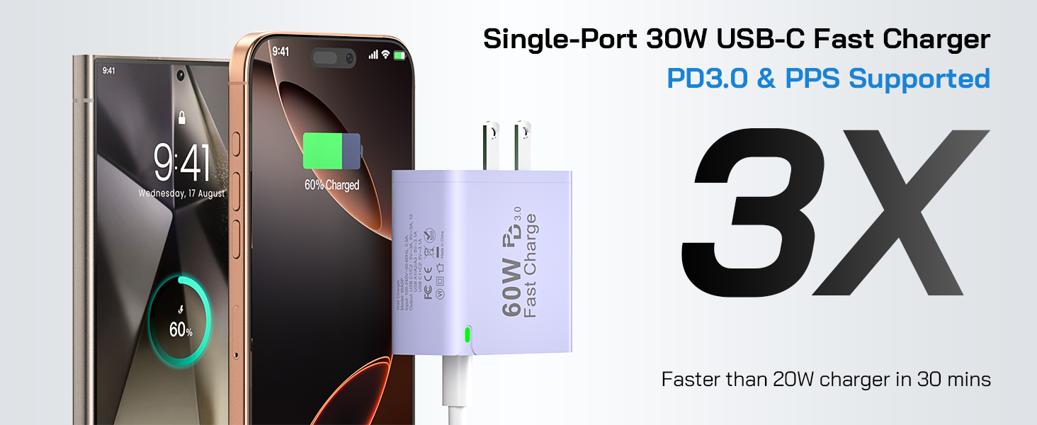 Single-Port 30W USB-C Fast Charger