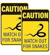 Anobell 2 Pack Caution Watch Out For Snakes Sign 18 x 12 inch Safety Sign Engineer Grade Reflecti...