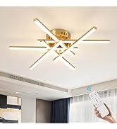 CANEOE Modern Led Ceiling Light,6-Lights Gold Sputnik Semi Flush Mount Ceiling Light, Modern Chan...
