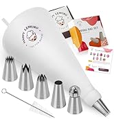 Icing Bag with Nozzles - 5 Extra Large Piping Nozzles with Cotton Piping Bag - Icing Bag for Deco...