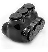 Black Insulated Splice Connector, 3 Ports, Wire Range 2/0-6, Dual Sided Entry Electrical Power Co...