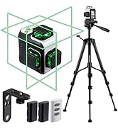Firecore Laser Level with Tripod, 3 X 360° Rechargeable Green Self Leveling Cross Line Laser with...