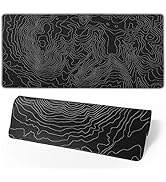 Topographic Mouse Pad,XL Large Gaming Mouse Pad,Black and White Topographic Contour Desk Mat,31.5...