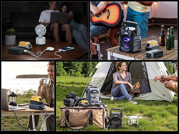 300W Portable Power Inverter for DeWALT 20V Batteries – Outdoor Battery Converter with 3USB