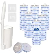 Disposable Toilet Brush Set,60 Pre-Filled Refills,Upgraded No-Shed Fiber Pads with 5X Powerful Cl...