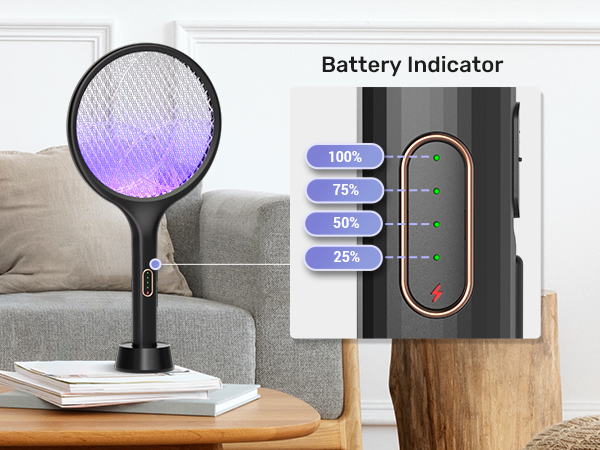 Electric Fly Swatter 4000V Bug Zapper Racket Dual Modes Mosquito Killer