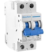 Heschen Miniature Circuit Breaker HSB6C, 16Amp Current, 2 Pole, Type C, 6kA Breaking Capacity, DI...