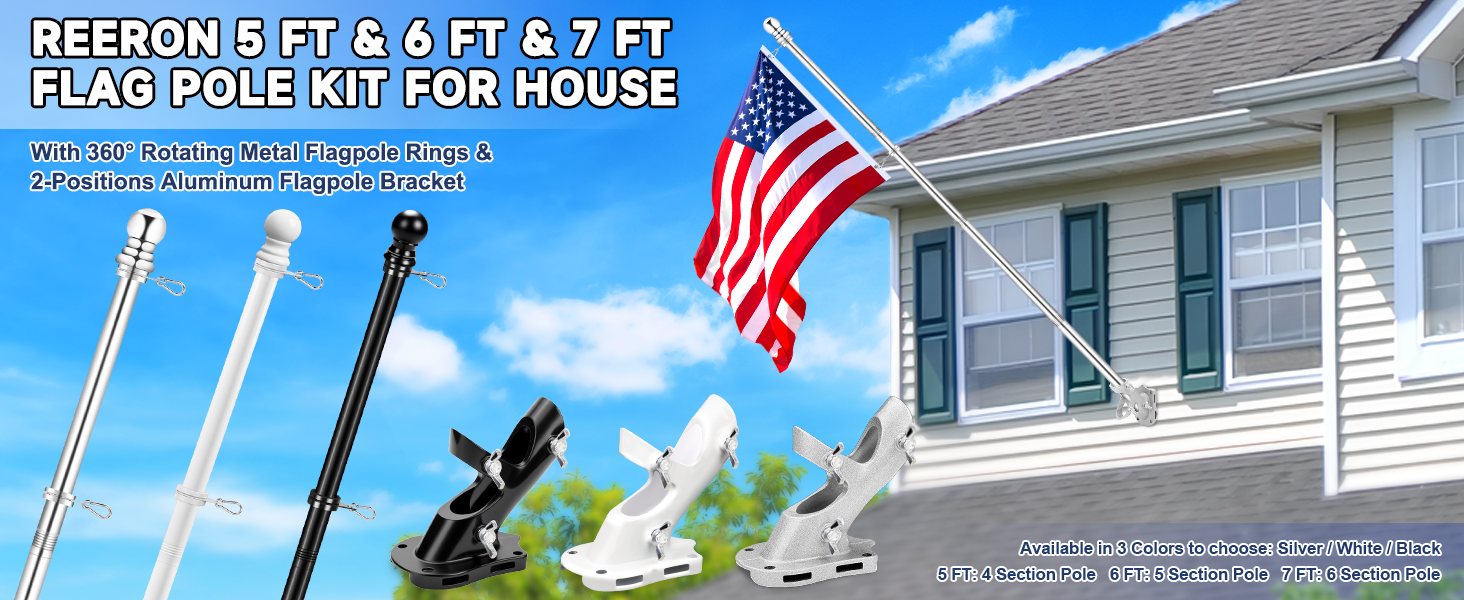Metal Spinning Flag Poles Kit for House Flag Pole Kit