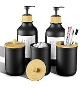 VITVITI 5PCS Bathtoom Accessories Set, Matte Black Mouthwash Soap Dispenser, Toothbrush/Cotton Sw...