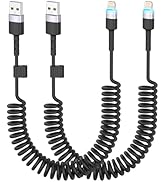 Opluz Coiled iPhone Charger Cord 2 Pack Coiled Lightning Cable 3FT USB Carplay Cable Car Accessor...