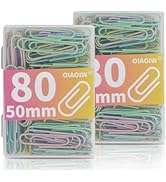 Macaron Paper Clips Large Size Colored Paper Clip 2Inch (50mm) 160 Pack PaperClips 2 Boxes of 80 ...