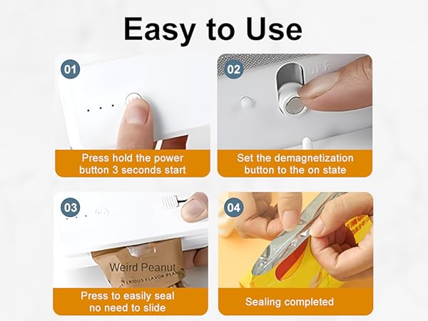 mini bag sealer with cutter and magnet