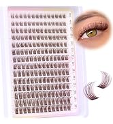 Brown Lash Clusters Wispy Natural Eyelash Clusters Eyelash Extensions 196pcs D-Curly DIY Individu...
