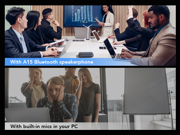 A15 Bluetooth Conference Speaker and Microphone, 360° 10ft Voice Pickup w/Noise Reduction