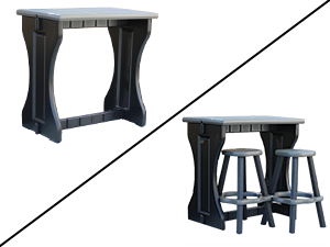 available with or without barstools