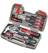 Apollo Tools Original 39 Piece General Household Tool Set in Toolbox Storage Case with Essential ...