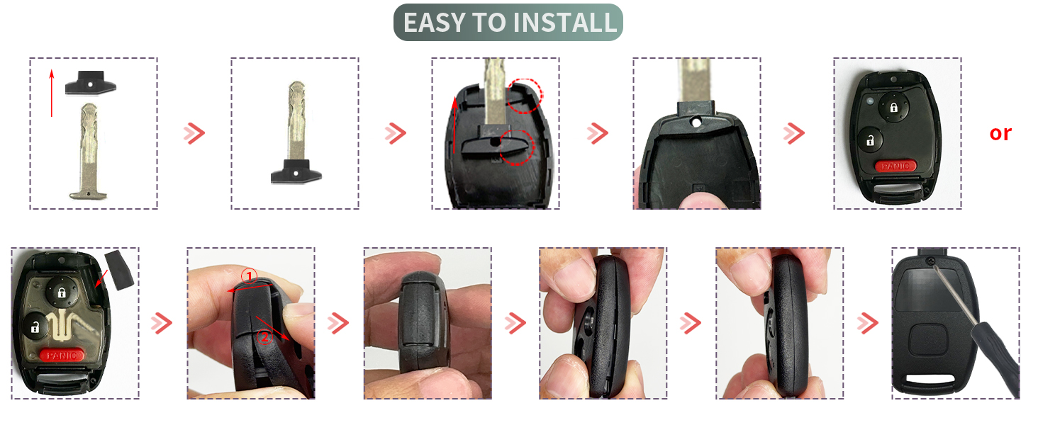 3 Button Key Fob Shell for Honda Civic LX Accord